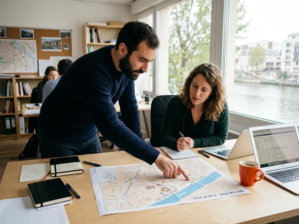 Expert SEO analysant une carte pour optimiser le référencement local Google Maps à Ivry-sur-Seine.